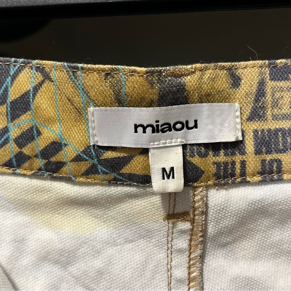Miaou Yellow/Gold French Newsprint High Waisted Jeans - Picture 5 of 5